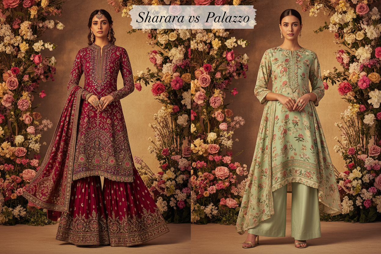 sharara set vs palazoo