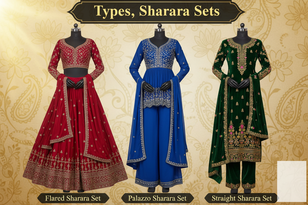 Types of sharara sets by Dhanshree Ethnics