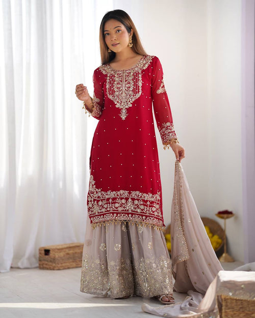 Heavy Faux Georgette Sharara Suit