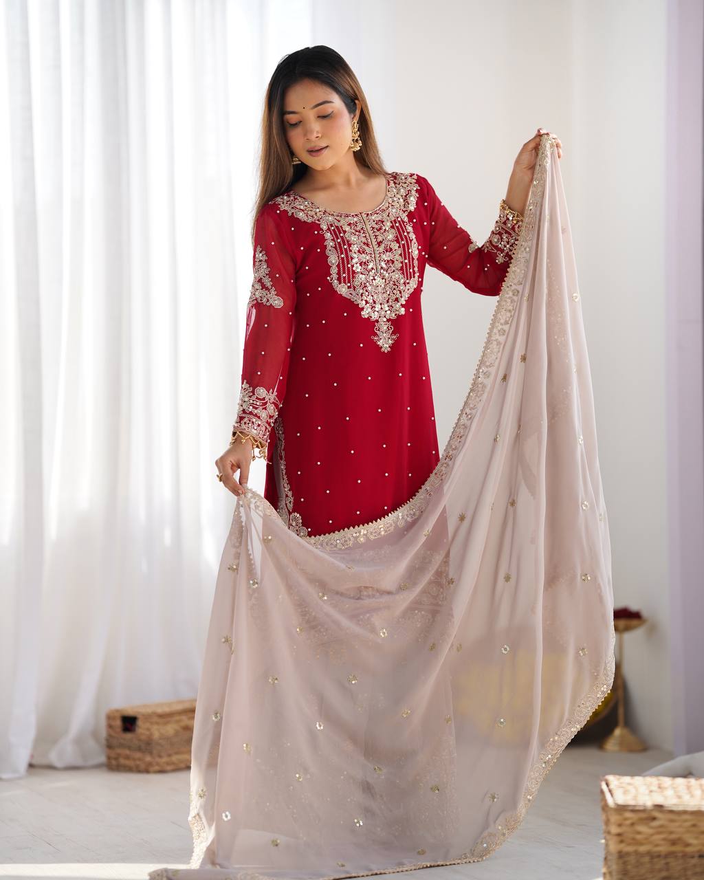Heavy Faux Georgette Sharara Suit