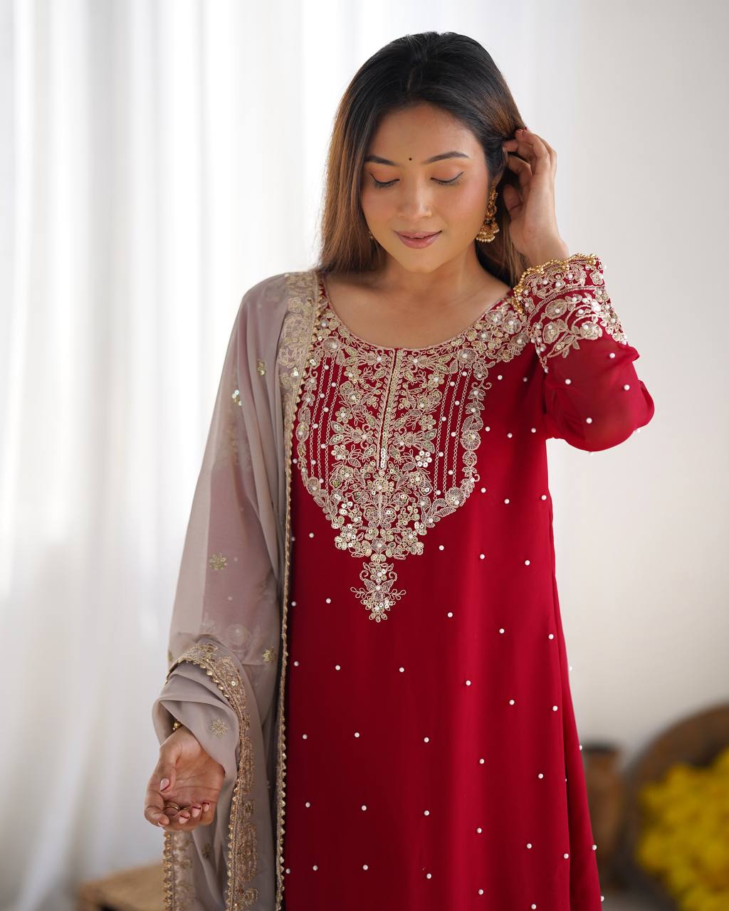 Heavy Faux Georgette Sharara Suit