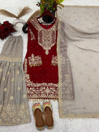 Heavy Faux Georgette Sharara Suit