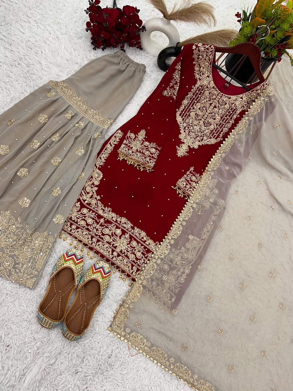 New Designer Heavy Faux Georgette Sharara Suit