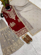 Heavy Faux Georgette Sharara Suit
