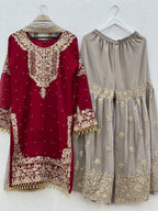 Heavy Faux Georgette Sharara Suit