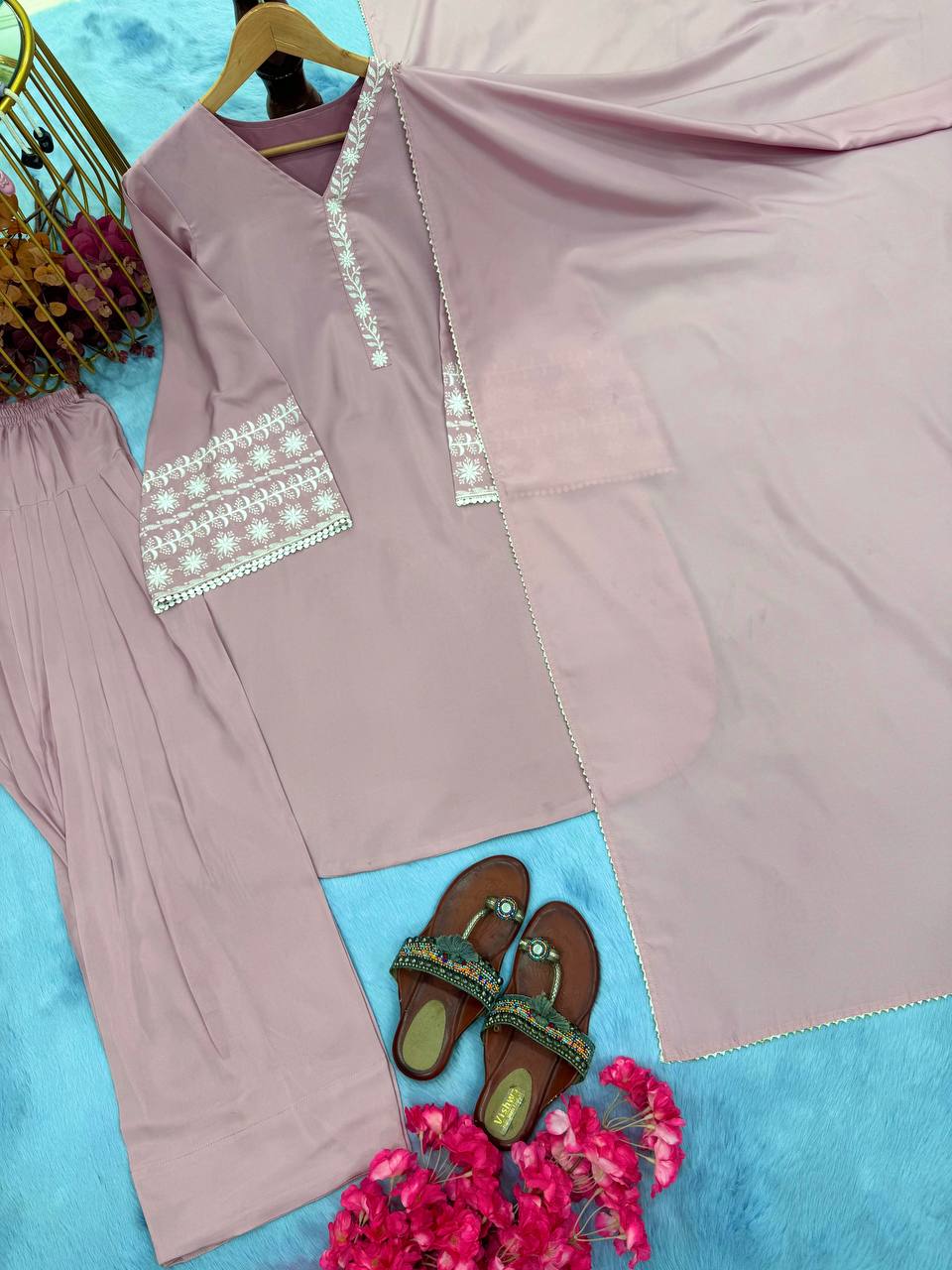 New Designer Party Wear Look Top With Farshi Suit