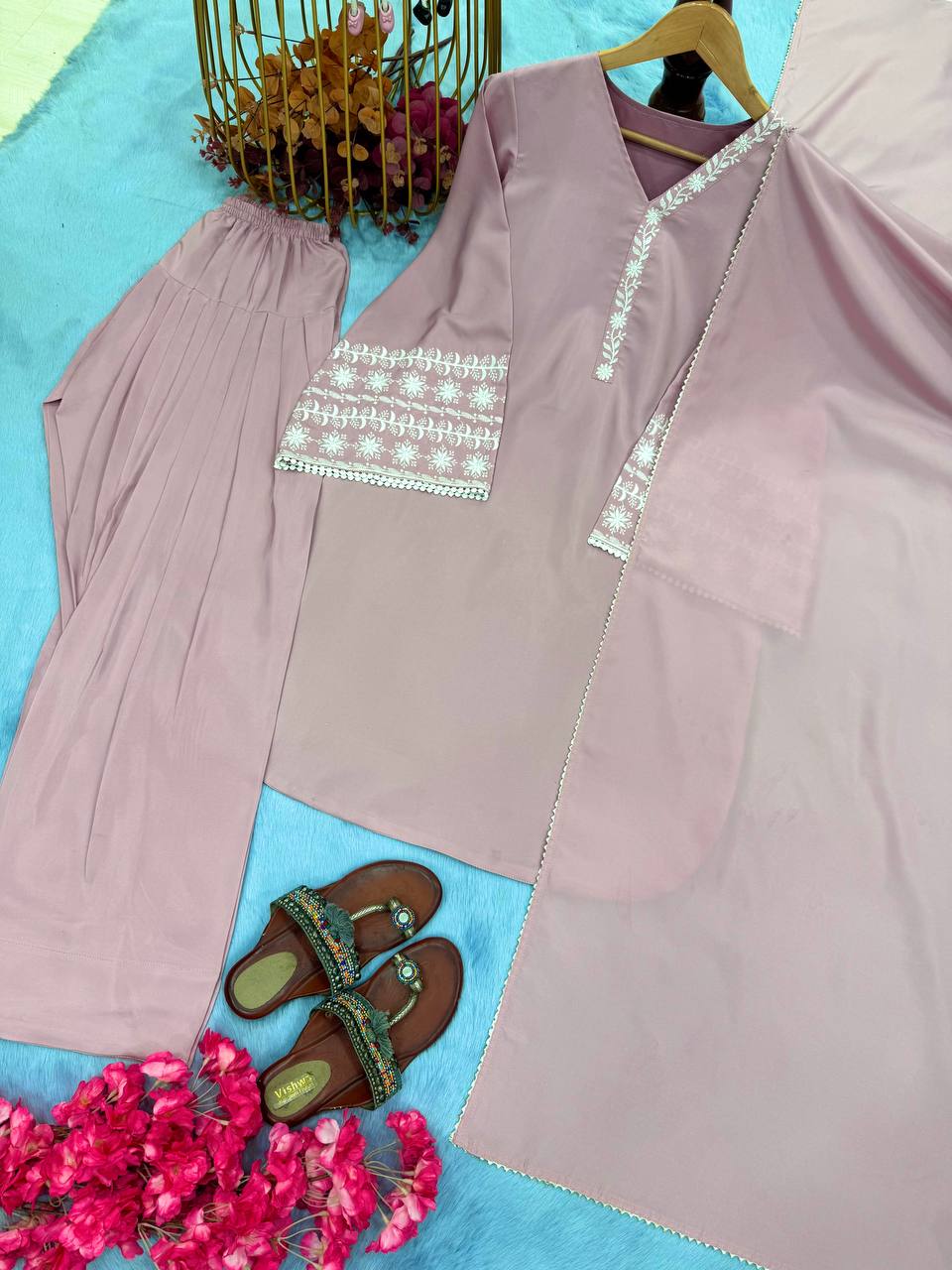 New Designer Party Wear Look Top With Farshi Suit