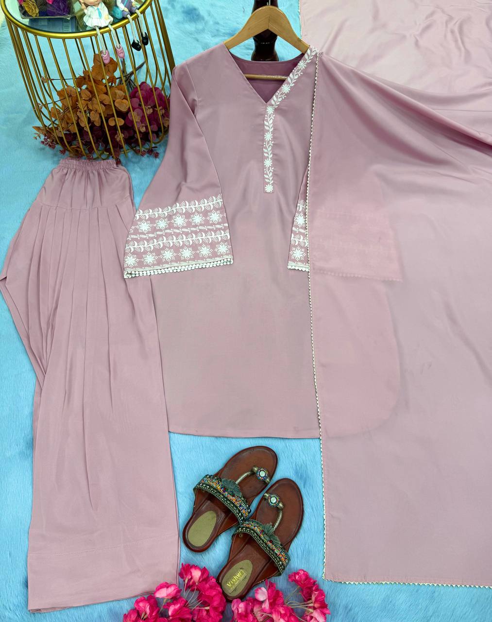 New Designer Party Wear Look Top With Farshi Suit
