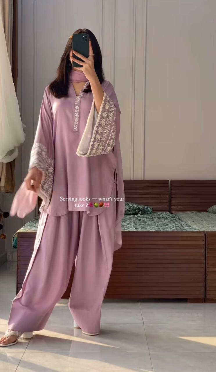 New Designer Party Wear Look Top With Farshi Suit