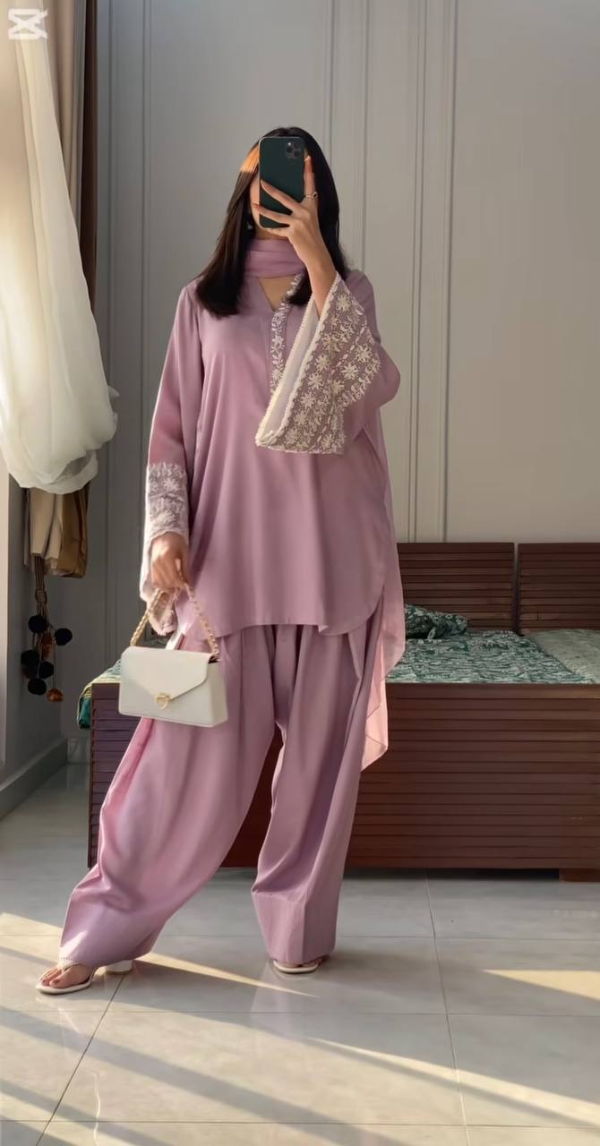 New Designer Party Wear Look Top With Farshi Suit