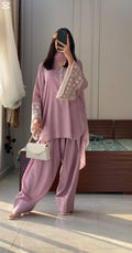 New Designer Party Wear Look Top With Farshi Suit