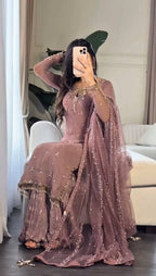 New Designer Collection in Faux Georgette With Heavy Embroidery Sequence Work Suit
