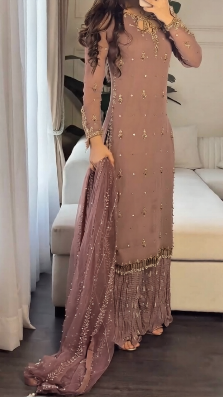New Designer Collection in Faux Georgette With Heavy Embroidery Sequence Work Suit