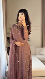 New Designer Collection in Faux Georgette With Heavy Embroidery Sequence Work Suit