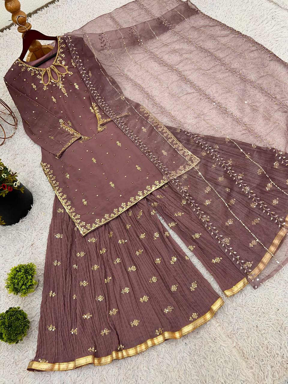 New Designer Collection in Faux Georgette With Heavy Embroidery Sequence Work Suit