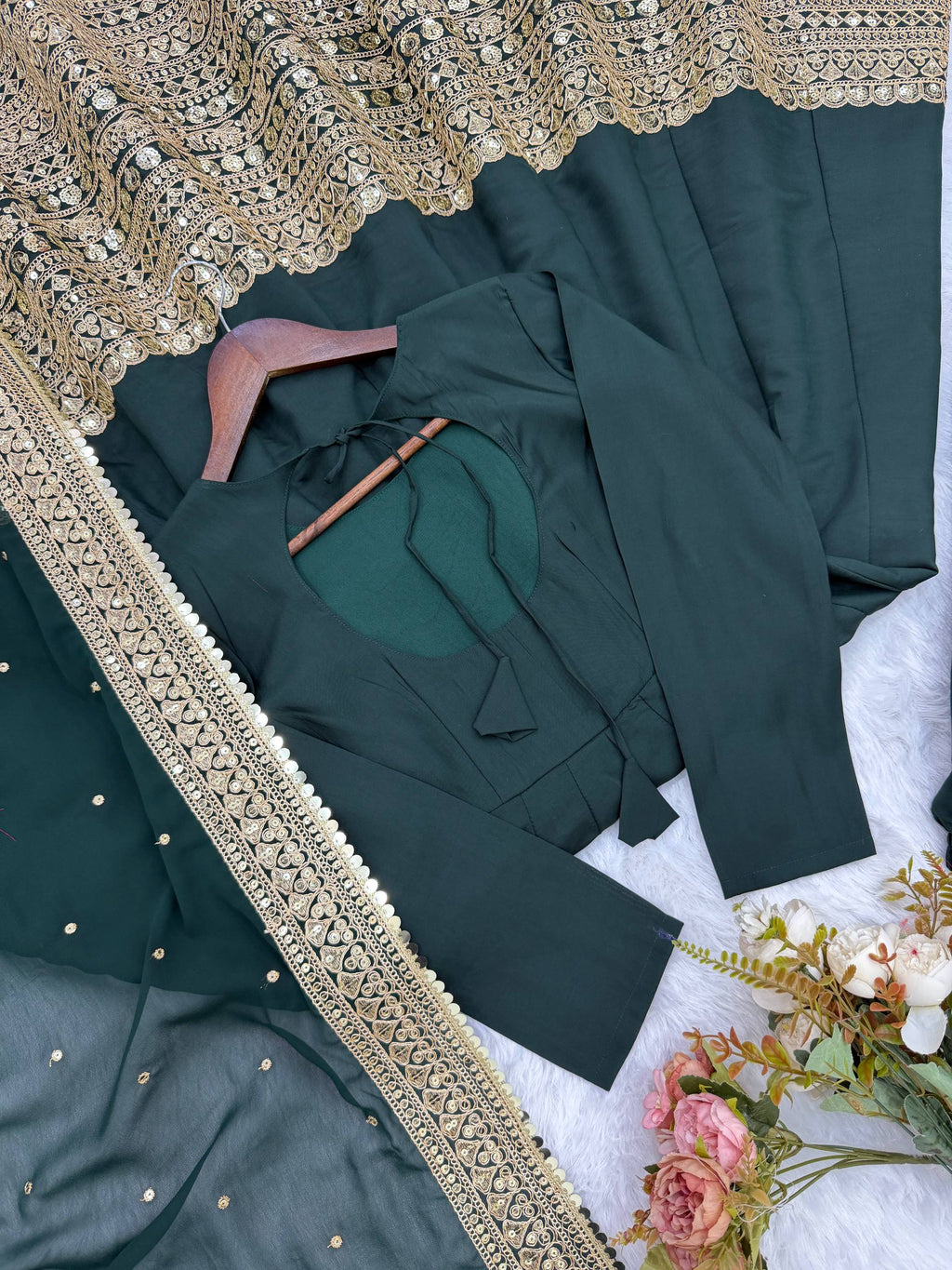 New Designer Party Wear Look Stylish Heavy Embroidery Work Gown Set