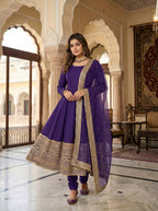 New Designer Party Wear Look Stylish Heavy Embroidery Work Gown Set