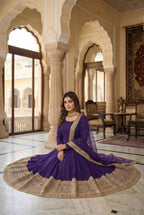 New Designer Party Wear Look Stylish Heavy Embroidery Work Gown Set