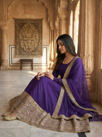 New Designer Party Wear Look Stylish Heavy Embroidery Work Gown Set