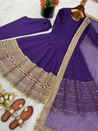 New Designer Party Wear Look Stylish Heavy Embroidery Work Gown Set