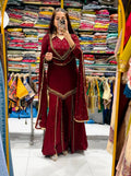 Maroon Magic Sharara Set