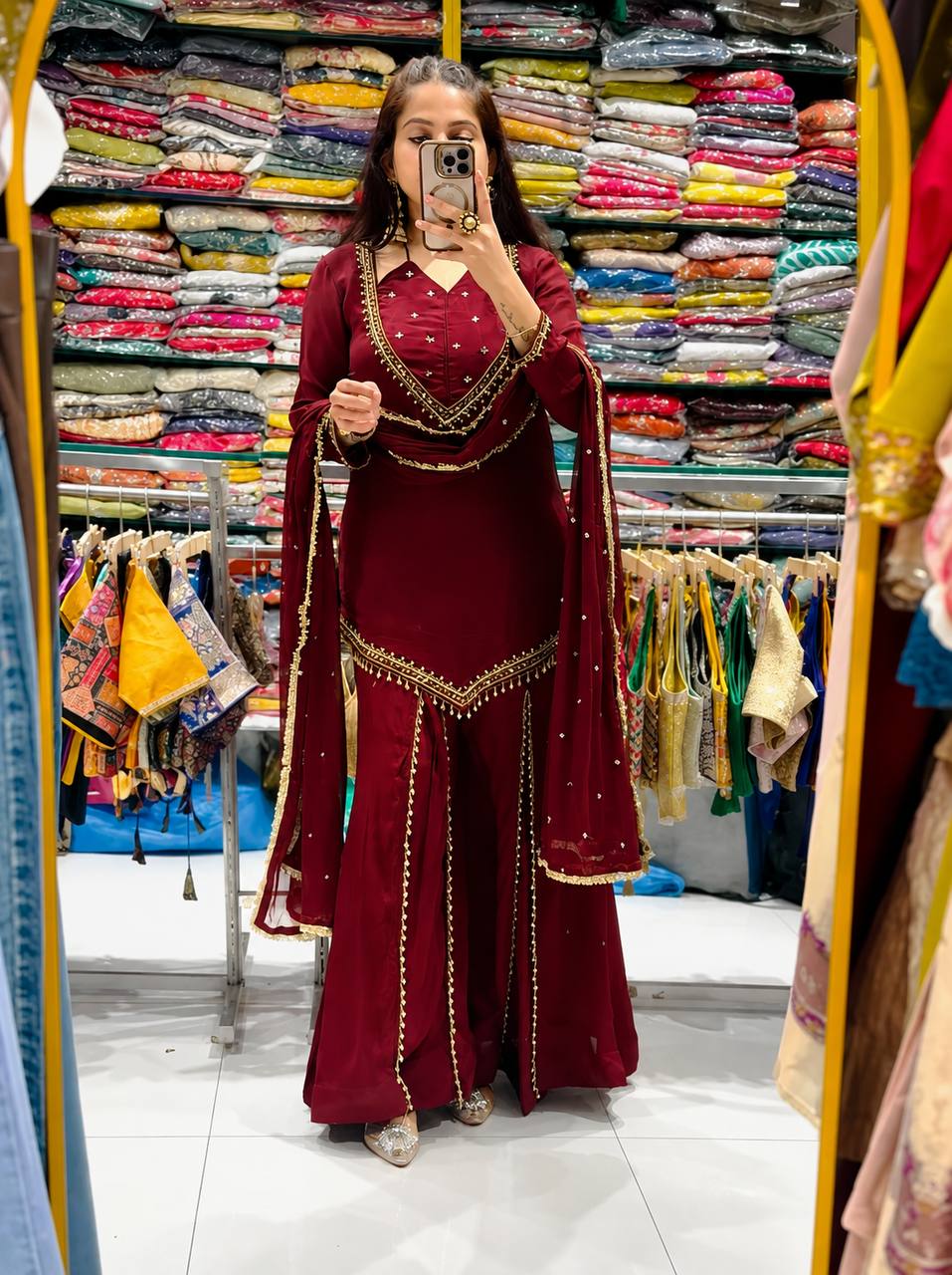 Maroon Magic Sharara Set