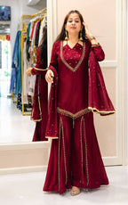 Maroon Magic Sharara Set