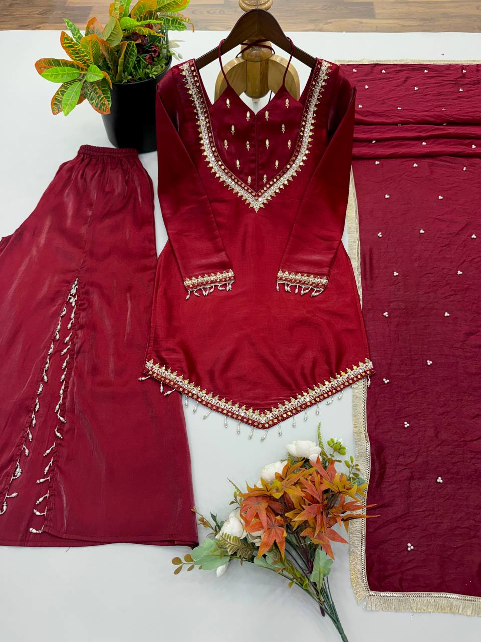 Maroon Magic Sharara Set