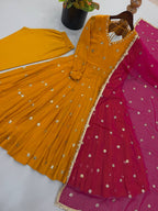 Premium Faux Georgette Embroidered Flared Anarkali Suit Set