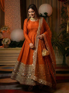 New Designer Party Wear Look Stylish Heavy Embroidery Work Gown Set