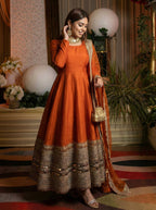 New Designer Party Wear Look Stylish Heavy Embroidery Work Gown Set
