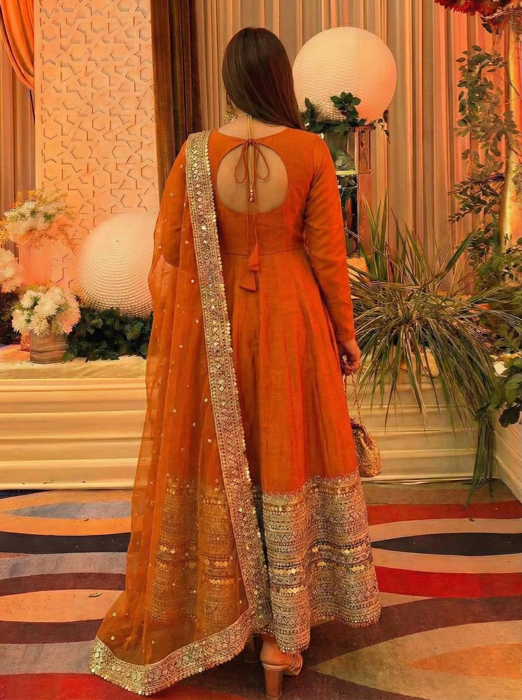 New Designer Party Wear Look Stylish Heavy Embroidery Work Gown Set