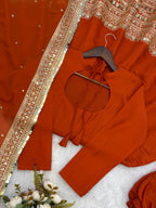 New Designer Party Wear Look Stylish Heavy Embroidery Work Gown Set