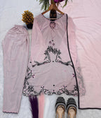 Pastel Pink Embroidered Crepe Farshi Salwar Suit Set