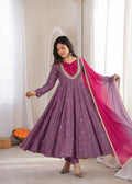 Lavender Silk Fully Flared Ethnic Anarkali Suit with Pants