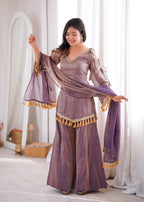 Lavender Crush Metallic Palazzo Suit Set