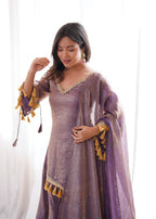 Lavender Crush Metallic Palazzo Suit Set