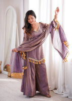 Lavender Crush Metallic Palazzo Suit Set
