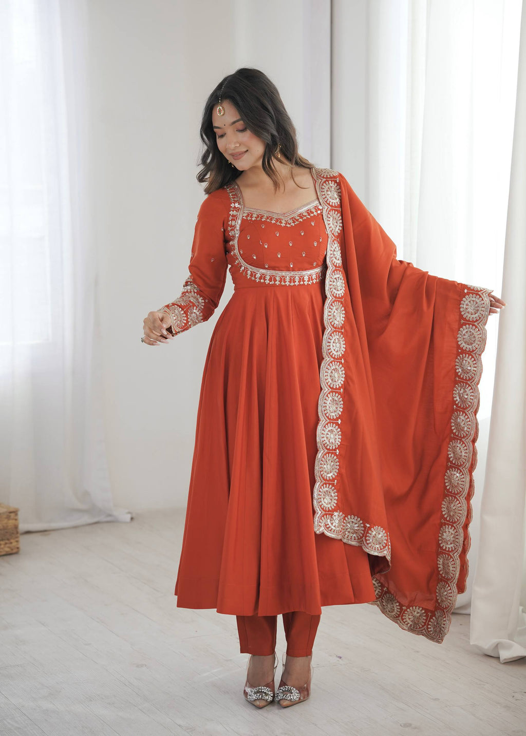 Aura of Amber Fully Flared Anarkali Suit