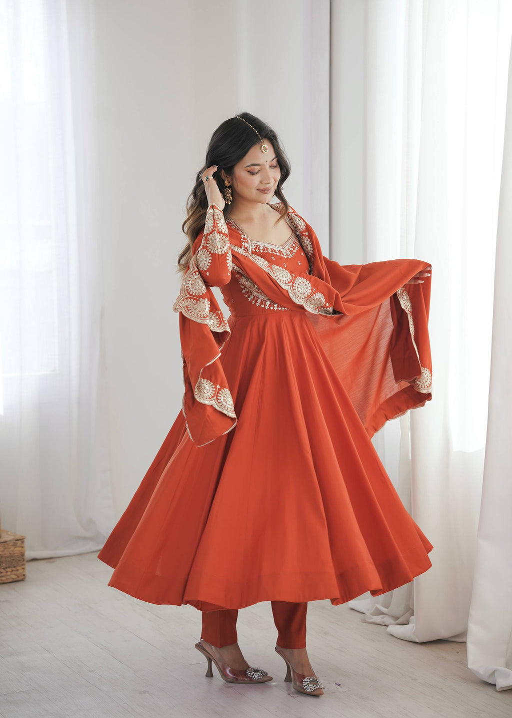 Aura of Amber Fully Flared Anarkali Suit