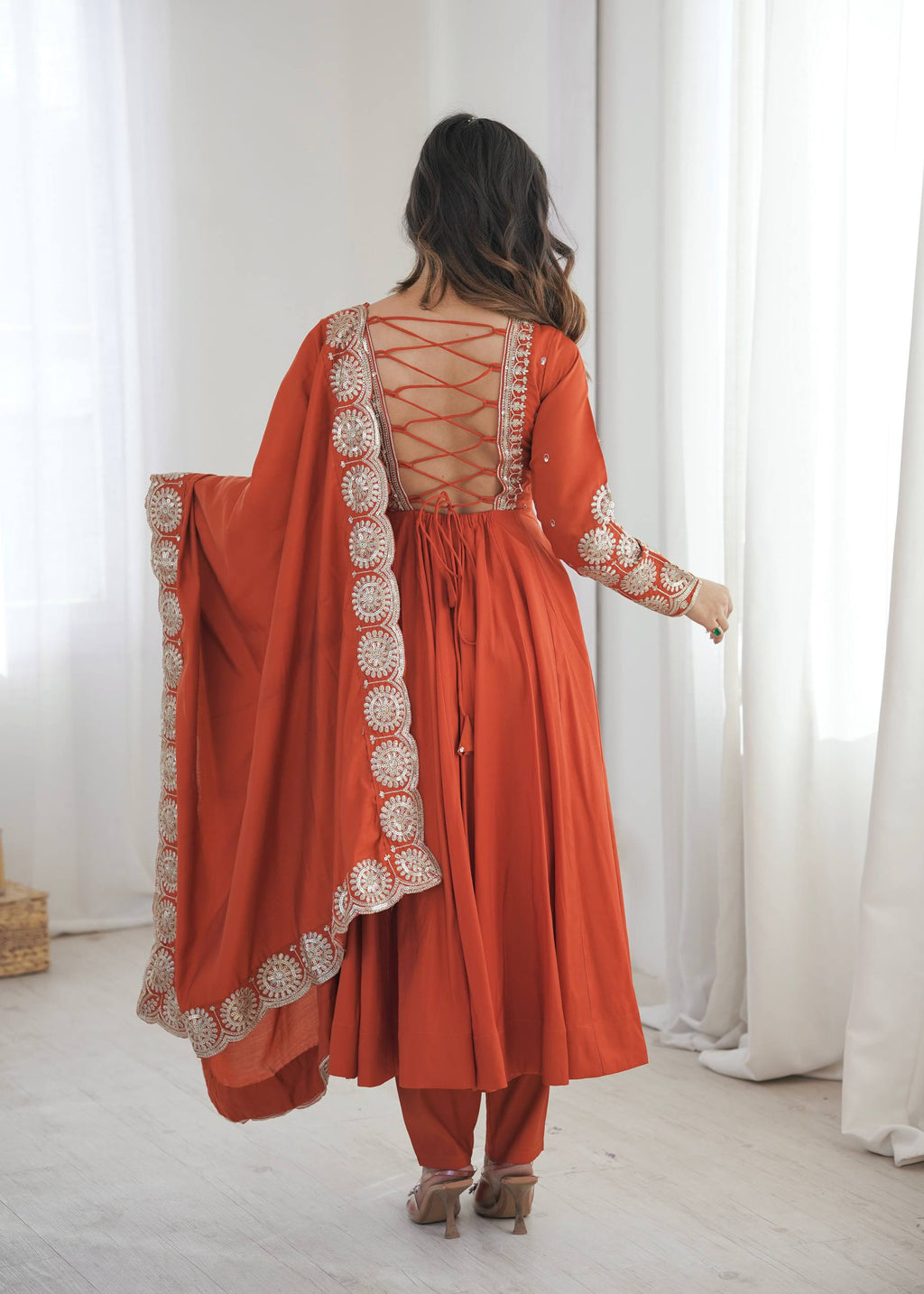Aura of Amber Fully Flared Anarkali Suit