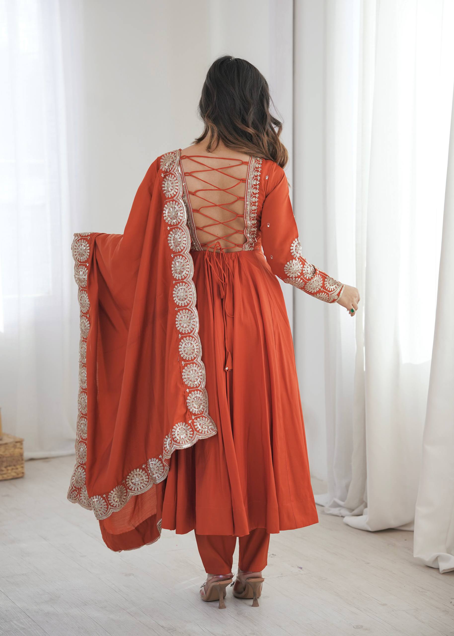 Aura of Amber Fully Flared Anarkali Suit
