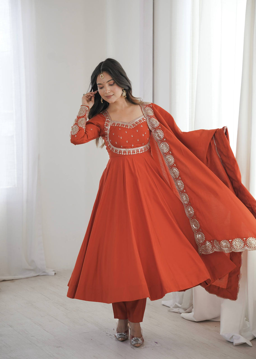 Aura of Amber Fully Flared Anarkali Suit