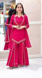 Rani Pink Elegance Mirror Work Sharara Set