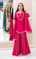 Rani Pink Elegance Mirror Work Sharara Set