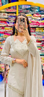 Bollywood Style Off-White Roman Glass Sharara Set