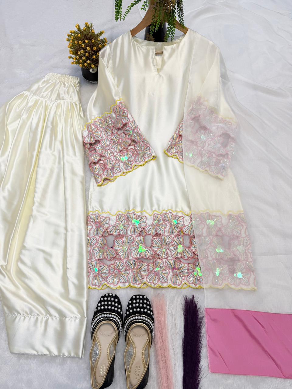 New Designer Party Wear Look Top With Farshi Salwar Suit