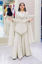 Bollywood Style Off-White Roman Glass Sharara Set