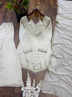 Bollywood Style Off-White Roman Glass Sharara Set