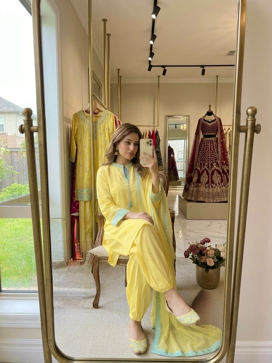 New Designer Party Wear Look Pure Natural Crep Sillk Top & Balloon Pants With Dupatta Set